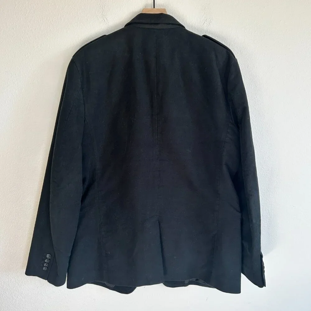 Banana Republic Jacket Black Military Overcoat 3 Button Closure Cotton